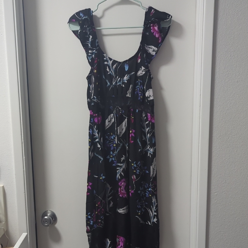 Express Black Dress with Floral And Lace Accents